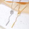 Elegant Y-shaped Tassel Necklace: Light Luxury Design with Geometric Square Buckle, Gold-Plated Titanium Steel Clavicle Chain for Women