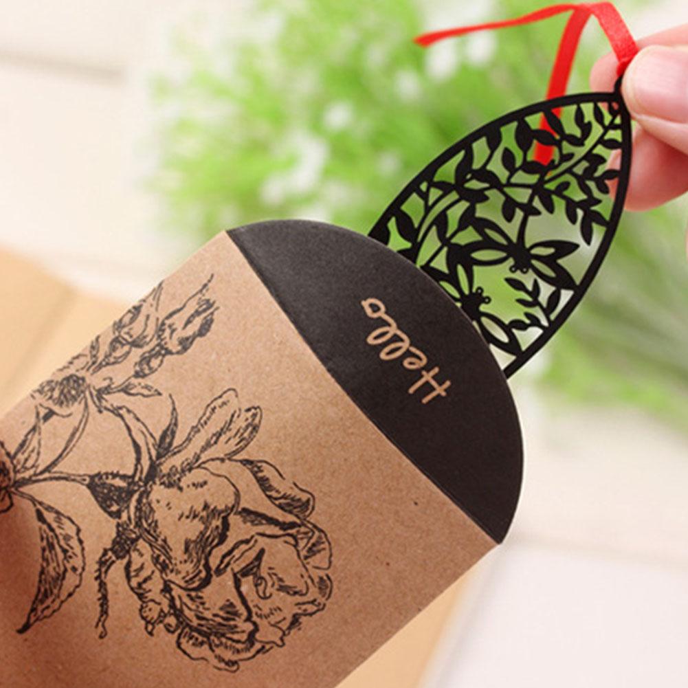 DIY Cute Black Hollow Metal Bookmark Document Book Mark
