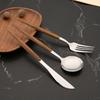 11Pcs Stainless Steel Imitation Wooden Handle Cutlery Set Dinnerware Clamp Western Tableware Knife Fork Tea Spoon Flatware Set