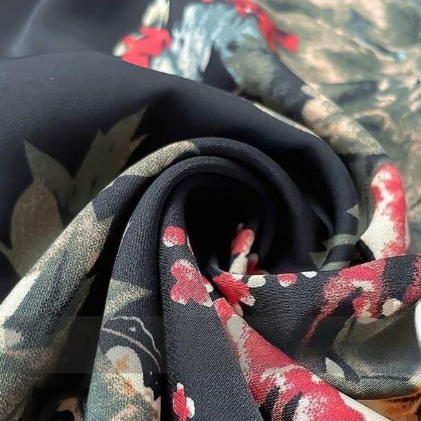 Retro Women's Printed Shirt Slim-fit Lantern Sleeve Floral Shirt Collared Chiffon Shirt Spring