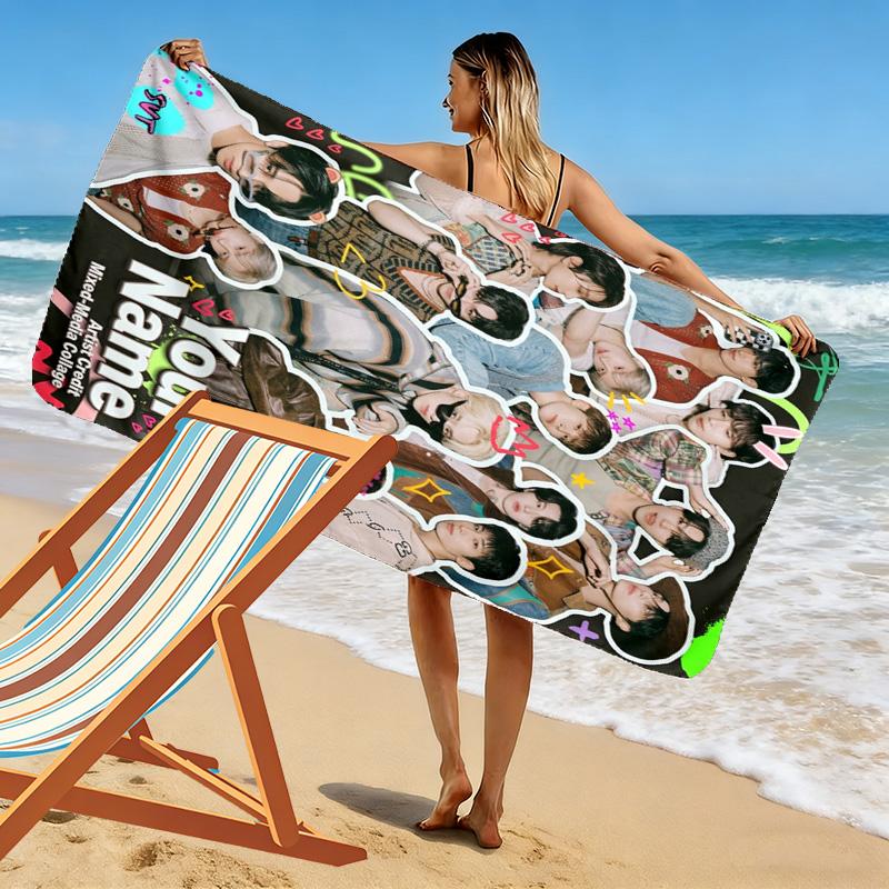 Name Custom Seventeen Print Beach Towel, Large Soft Quick Dry Towel for Beach Camping Swimming