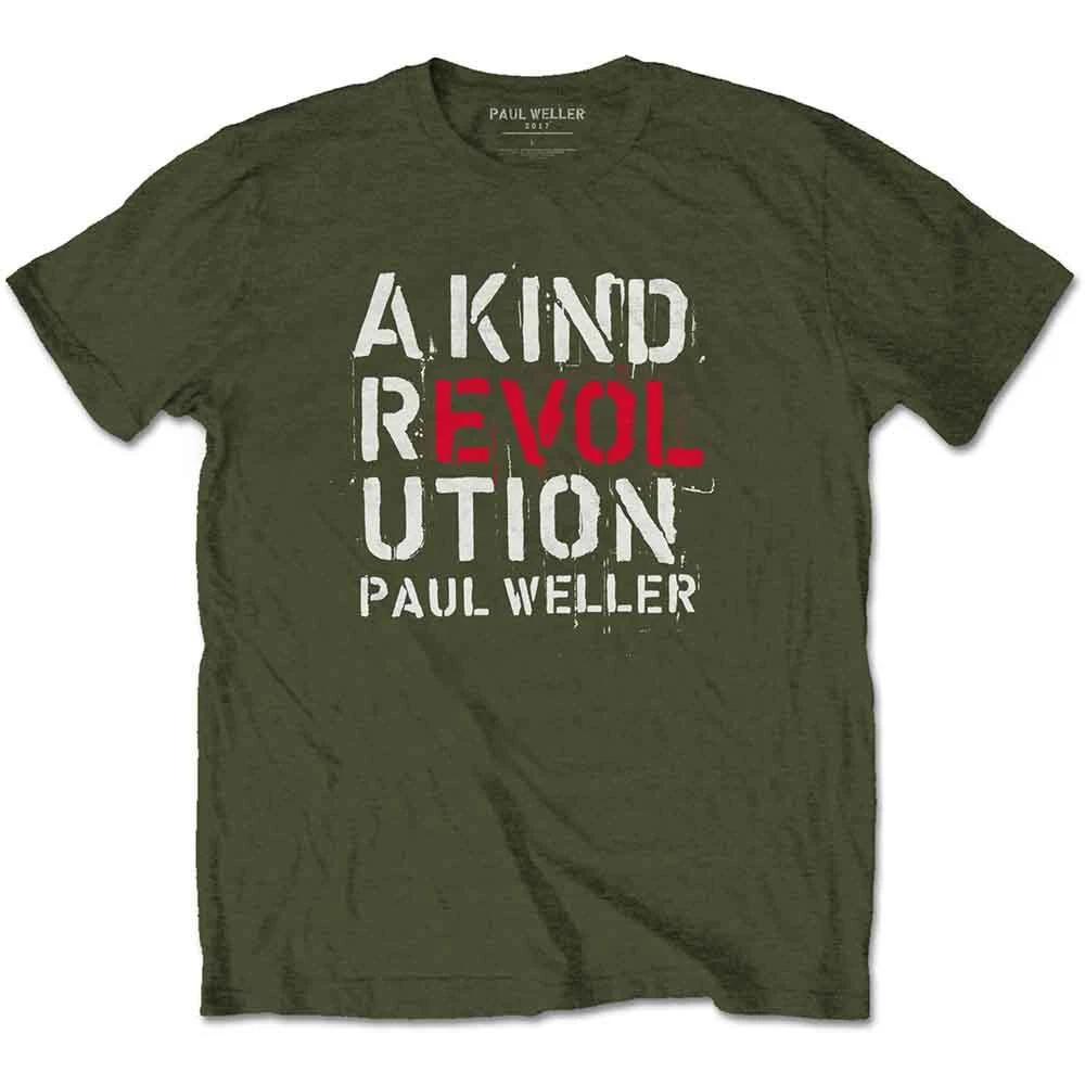 Rockoff Trade Men s Paul Weller A Kind Revolution T-Shirt, Green, Large S