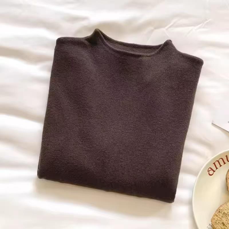 Korean Style Women's Stand-Collar Knit Sweater - Winter Versatile Inner Wear for Slim Neck Shape