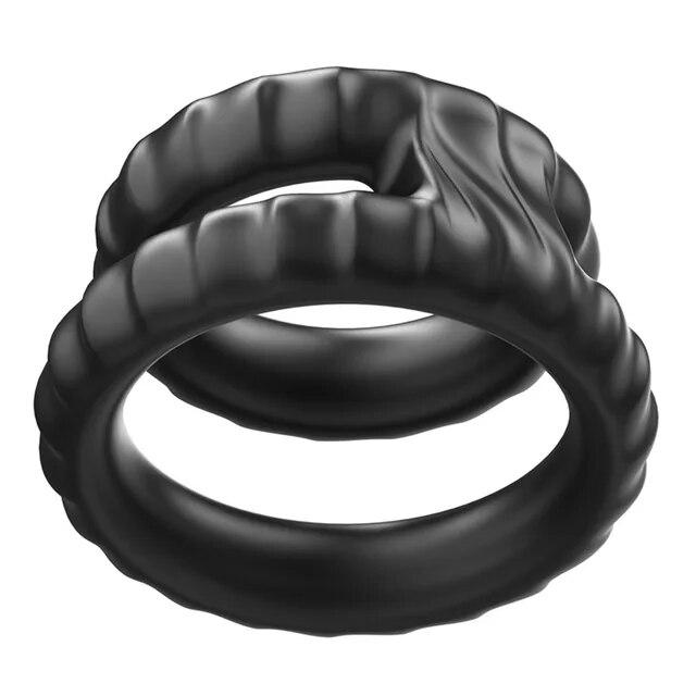 Silicone Double Penis Ring Delay Ejaculation Cock Rings Male Dick Erection Erotic CockRings Multi Wearing Ways Sex Toys for Men