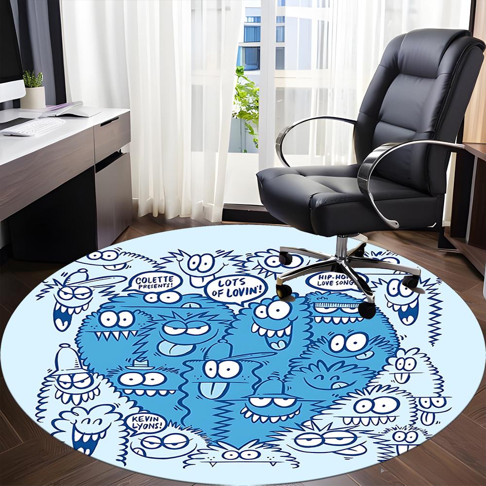 1pc Monster Party Office Round Area Rug, Indoor Mat Suitable ForOffice, Under Office Chairs Bedroom Living Room Home Decor, Room Decot047