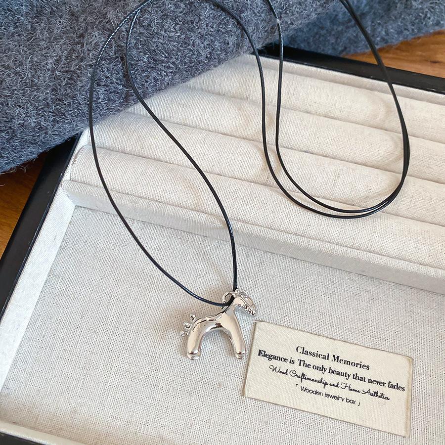 French simple zircon natal year pony pendant necklace accessories women's sweater chain necklace