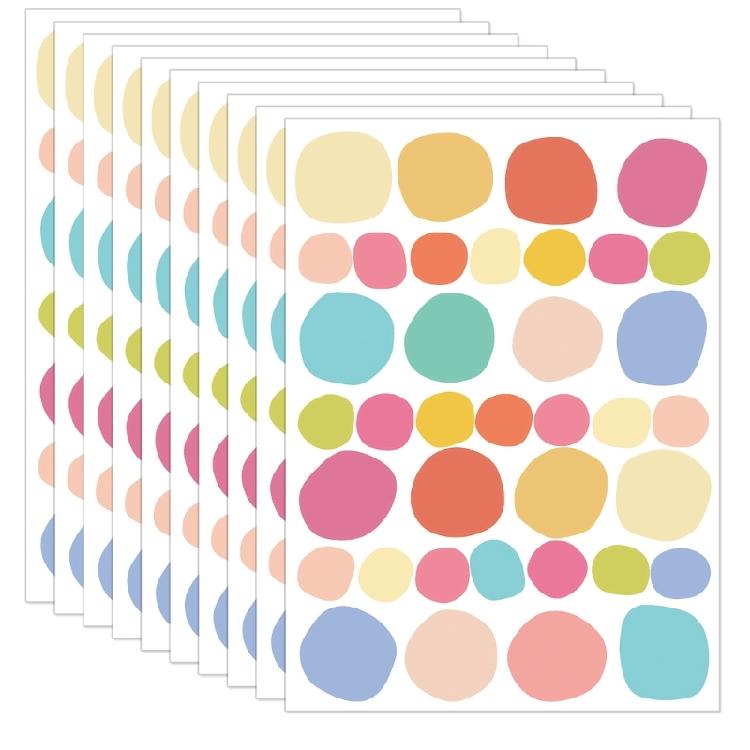 10 листов цветных наклеек на стену с неровными точками, круглые наклейки на стену, набор наклеек-точек для детской комнаты, домашний декор