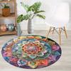 Bohemian Pattern Round Area Rug Flannel Sponge Lightweight Ideal for Bedroom Indoor Outdoor Use Machine Made Mats Decorative