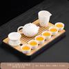 High-end tea set, ink, suet jade, kung fu white porcelain set, high-end teapot for home use, holiday gift