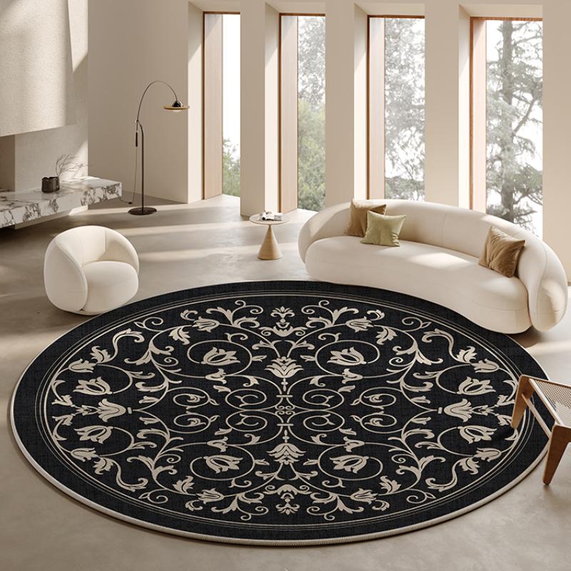 Minimalist Living Room Decoration Round Carpet Large Area Anti-slip Lounge Rug French Style Rugs for Bedroom Thick Washable Mat