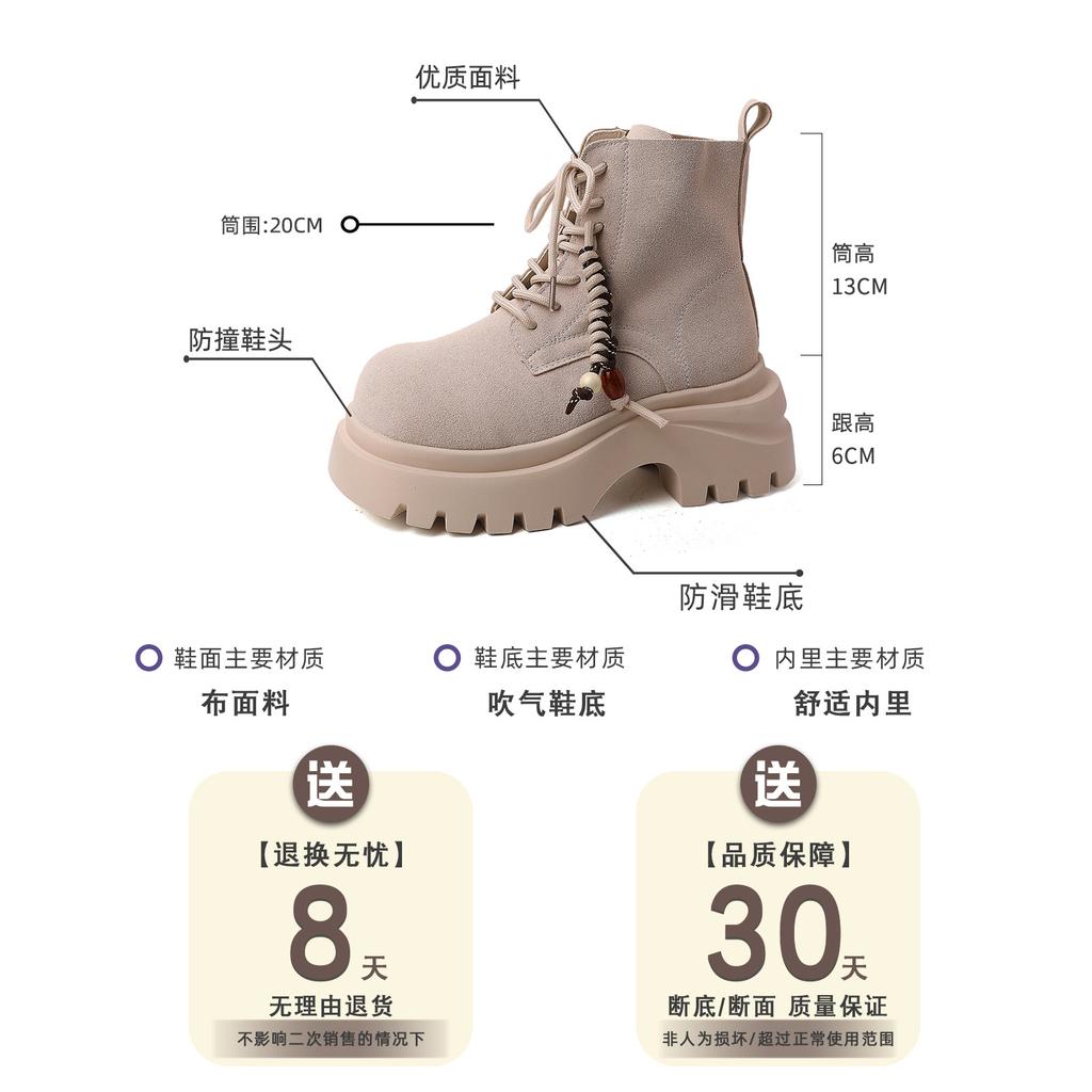 Fashion retro solid color lace-up platform fashion boots women's 2025 autumn and winter new short boots Martin boots versatile boots