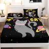 Cute Cartoon Cat Pattern Bed Hat Three-Piece Digital Printing Bedding Set Adult Children