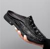 New Black Half Slippers Men Genuine Leatherr Shoes Men Casual Shoes Men Fashion Social Big Size Mocassin Elegantes Walking Shoes