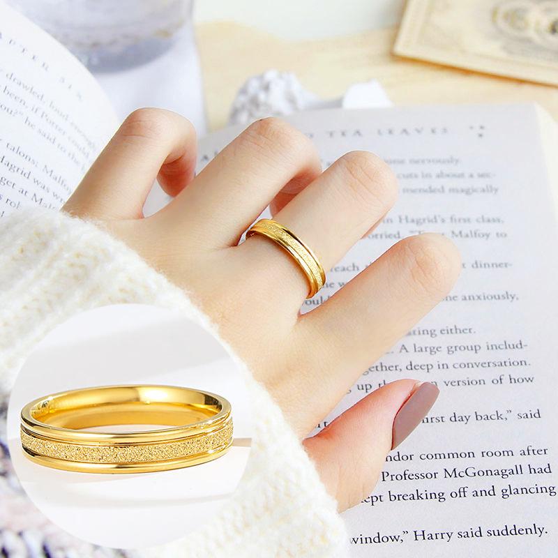 Pierścionek matowy w kolorze różowego złota 2025 - Prosty styl koreański dla studentek ze stali tytanowej