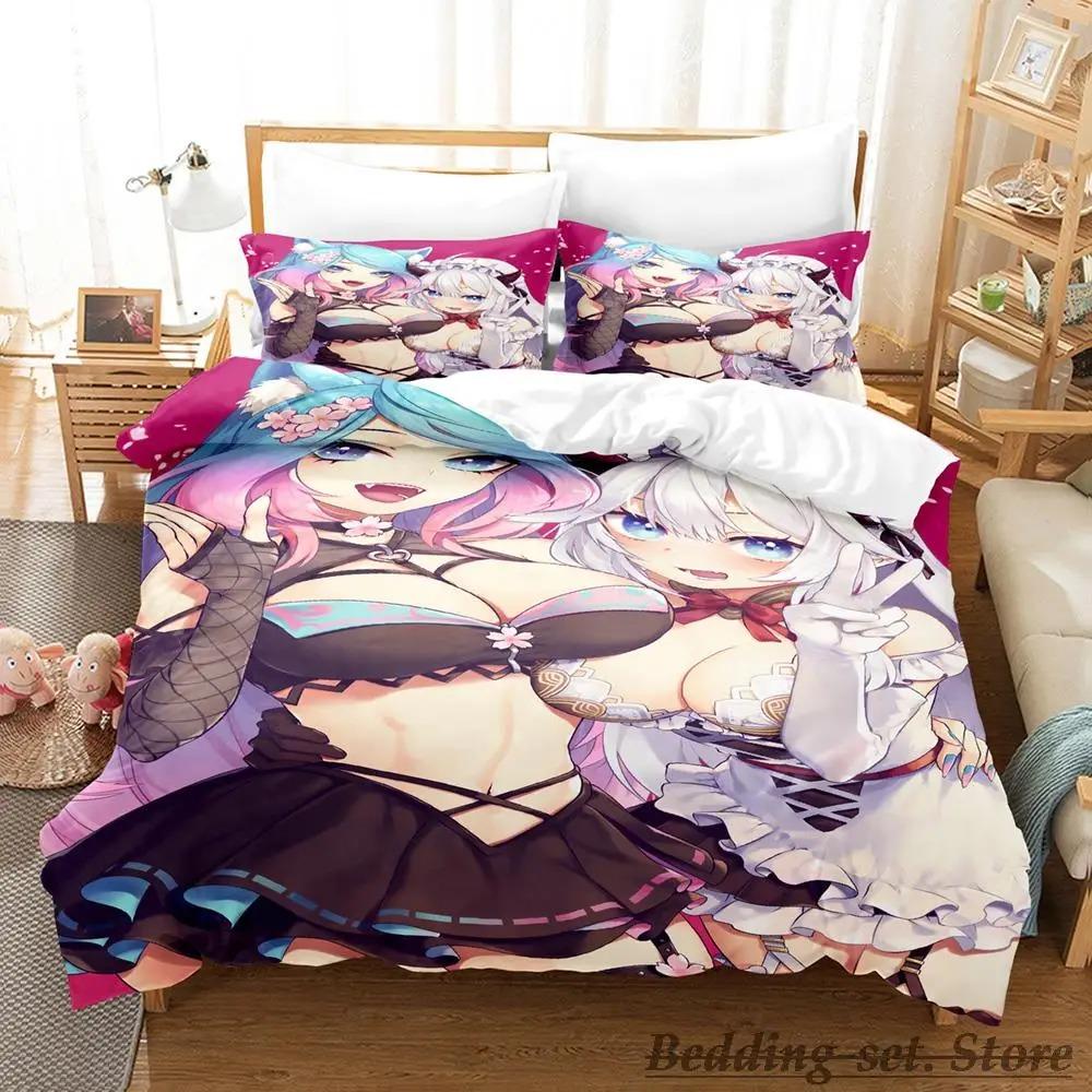 Sexy Girls Silvervale VTuber Bettwäsche-Set Einzelbett Twin Full Queen King Size Bettset Erwachsener Kind Schlafzimmer Bettdeckenbezug-Sets Anime
