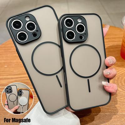Luxus Magnetische Hülle für iPhone 16 15 14 13 Pro Max 16E 15 Pro für Magsafe Kabelloses Laden Klar Matt Hart Handyhülle Fundas