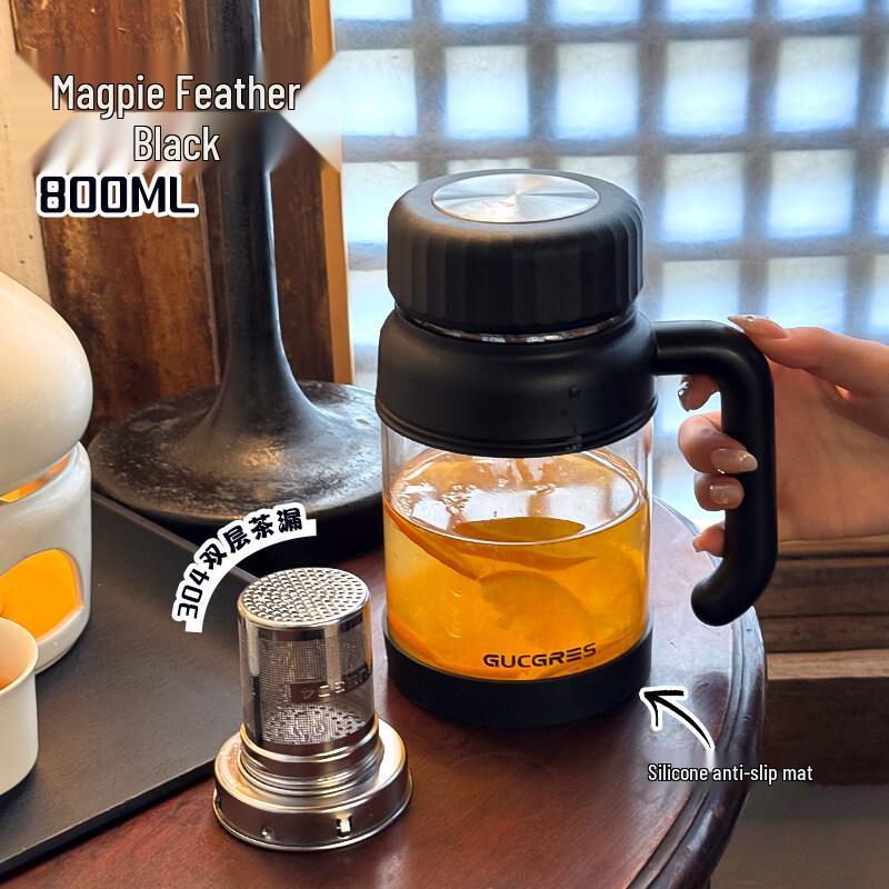 ZISIZ Minimalist Glass Water Bottle with Crystal Infuser