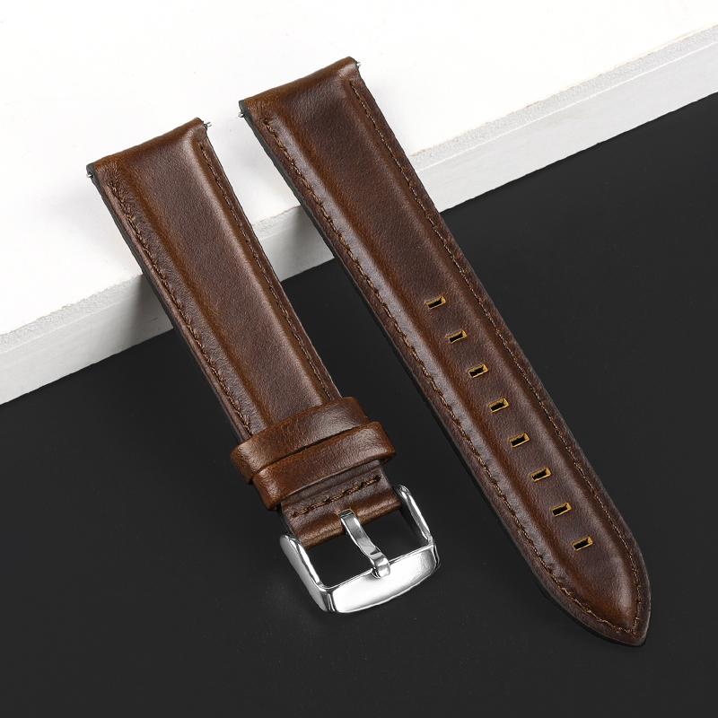 Genuine Calfskin Leather Watch Band 18mm 20mm 22mm Strap Quick Release Bracelet Vintage Thick Cowhide Replacement Wristband Belt