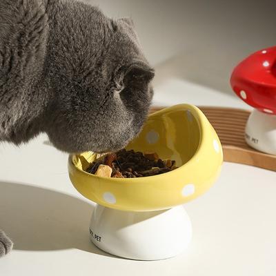 Cat Bowl Ceramic Oblique Mouth Protection Cervical Spine Drinking Bowl Grain Basin Cat Rice Bowl Pet Supplies
