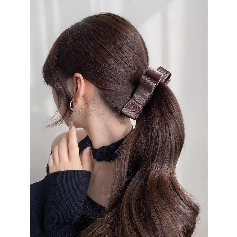 1PC Solid Color Fashion Fabric Bow Banana Hair Clips Hairpin for Women Back Head Ponytail Headdress Hair Accessories