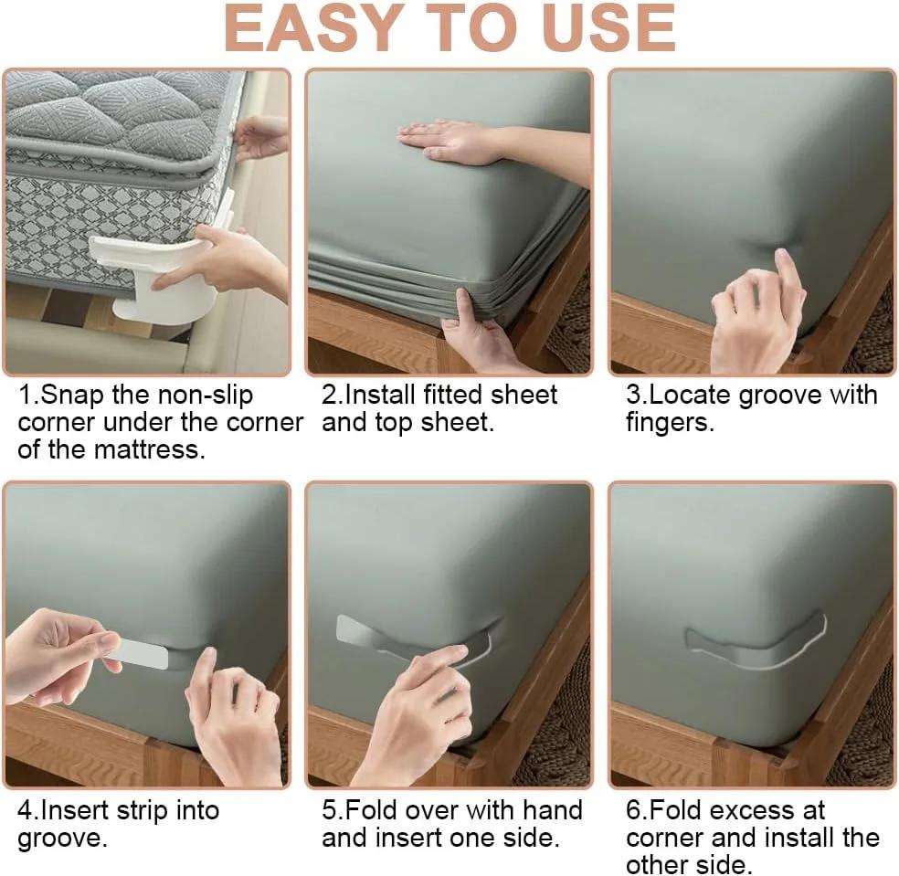 Lock Sheet Holders Set - 4 Pack Heavy Duty Bed Sheet Holder Corner Fitted Sheet Straps Fit All Mattress Size