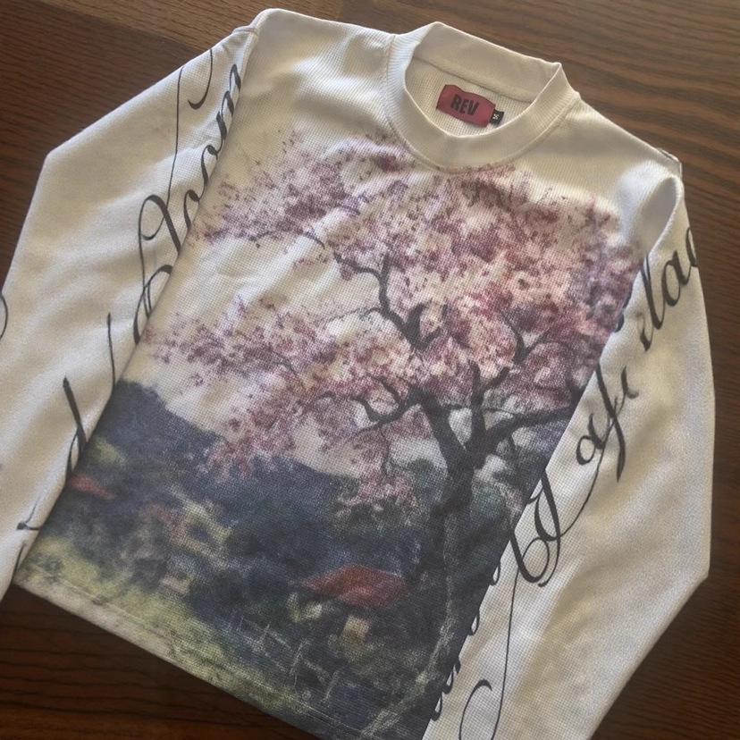 Y2K Floral Letter Print Casual Slimming Round Neck T-shirt - European and American Style