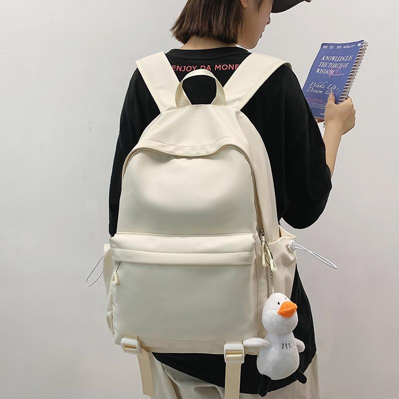 Large Capacity Student Schoolbag Solid Color Women Backpack Men Travel Backpack