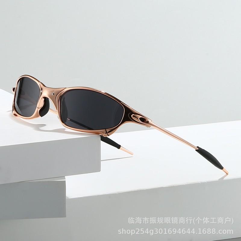 Rose Gold Frame Polarized Sunglasses Metal Future Style Outdoor Cycling Unisex