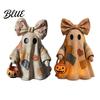 Glowing Ghost Decor Halloween Lighted Patchwork Figurine Light-Up Bow with Pumpkin Vintage Figurine Lantern Ghosts Lamp Decoration for Holiday Party