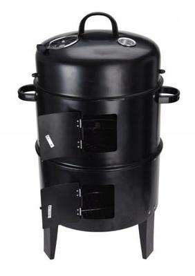 Charcoal Grill with Smoker Cover, Black Steel, 40x78 Cm