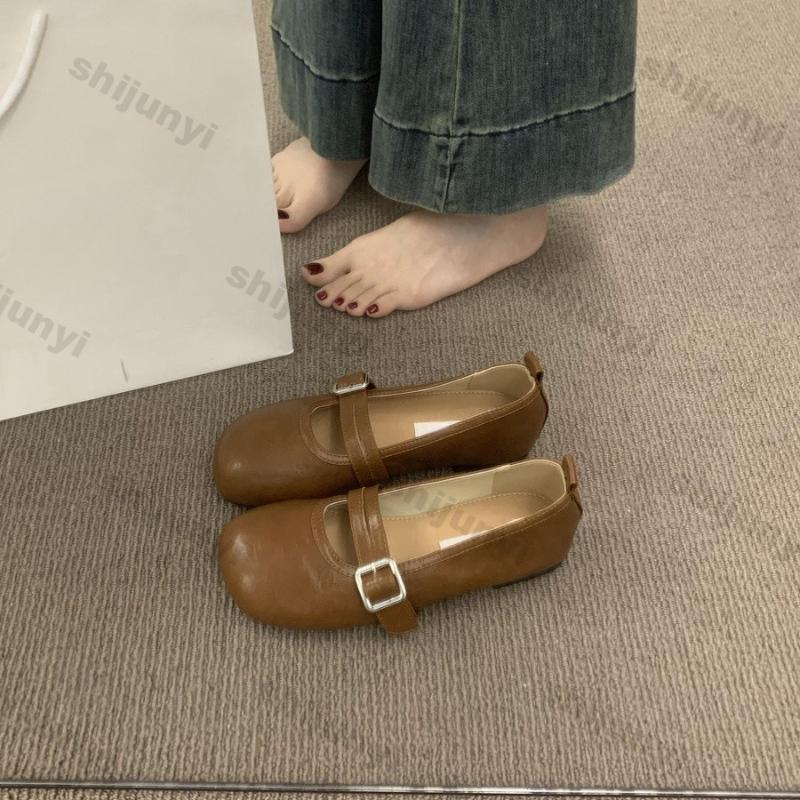 Women Shoes 2026 Spring New Vintage Comfortable Round Toe Mary Jane Shoes Fashion Buckle Strap Soft Sole Women's Ballet Flats