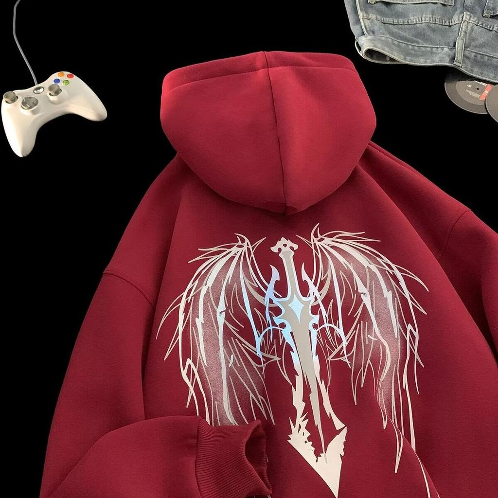 Herren Hoodies Leuchtender Kapuzenpullover Herren Herbst und Winter Plus Samt Dick Locker Jugend Amerikanische Paar Jacke