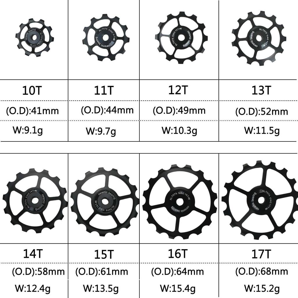 Mountain Bike Ceramic Jockey Wheel Rear Derailleur Pulley 10T-17T