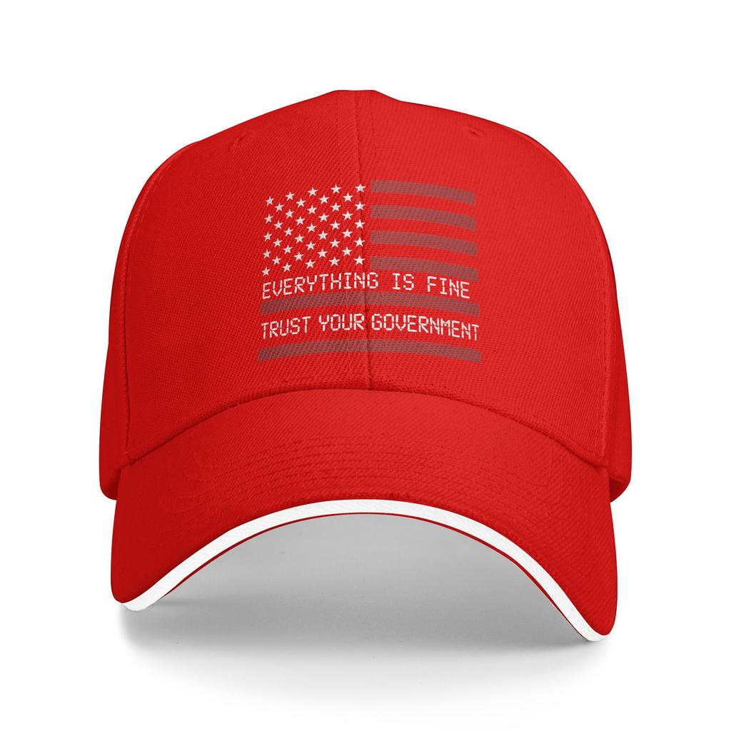 Vintage Everything is Fine Trust Your Government Meme Baseball Cap Fashion Women Men Trucker Hat Sun Tennis Skate Snapback Cap
