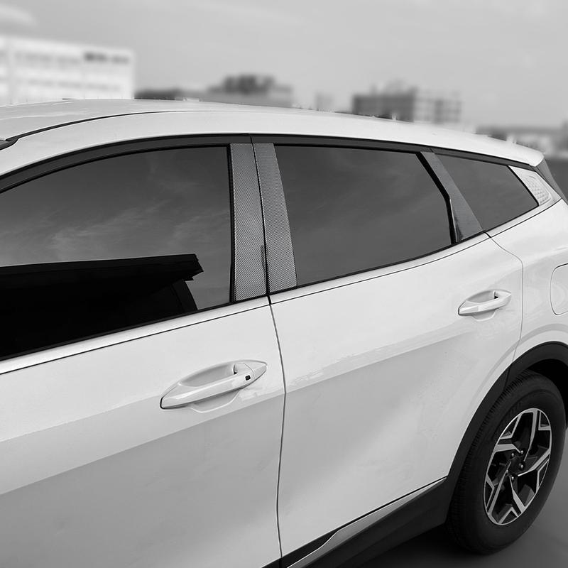 6pcs Black Carbon Fiber Car Window BC Pillar Posts Trim Cover For Kia Sportage NQ5 -2026 Exterior Accessories