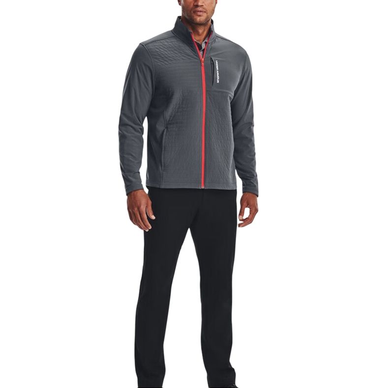 Under Armour Veste Storm Revo Couleur Unie Logo Lettre Imprimé Zippée Col Montant Veste Homme Grise 1373407-012
