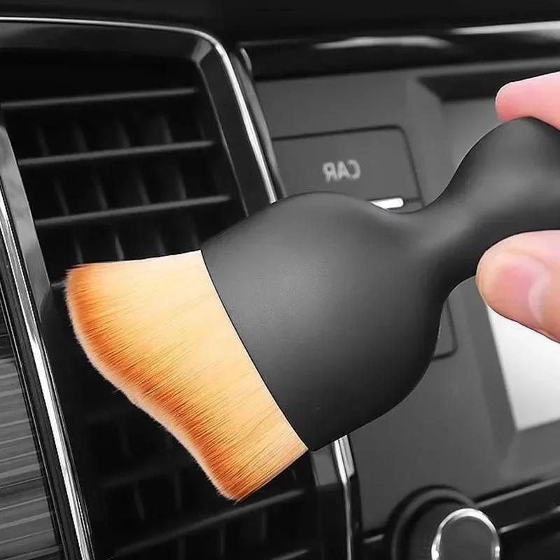 Car Interior Cleaning Brush Conditioner Air Outlet Soft Fur Clean Brushes with Shells Crevice Dust Removal Detailing Brush Tools