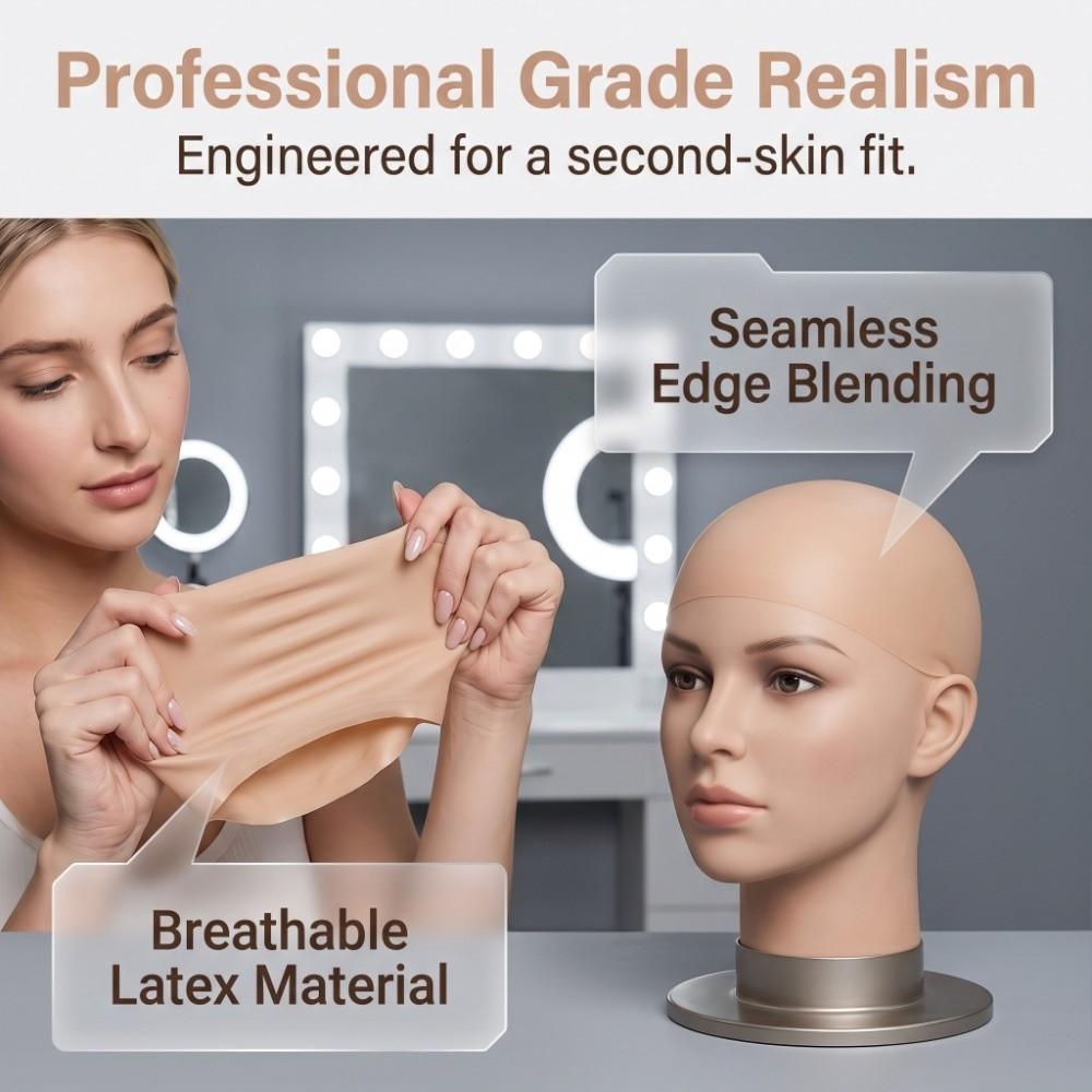 Realistic Bald Cap Unisex Skin Head Cap Fancy Film Bald Head Cap Party Activity