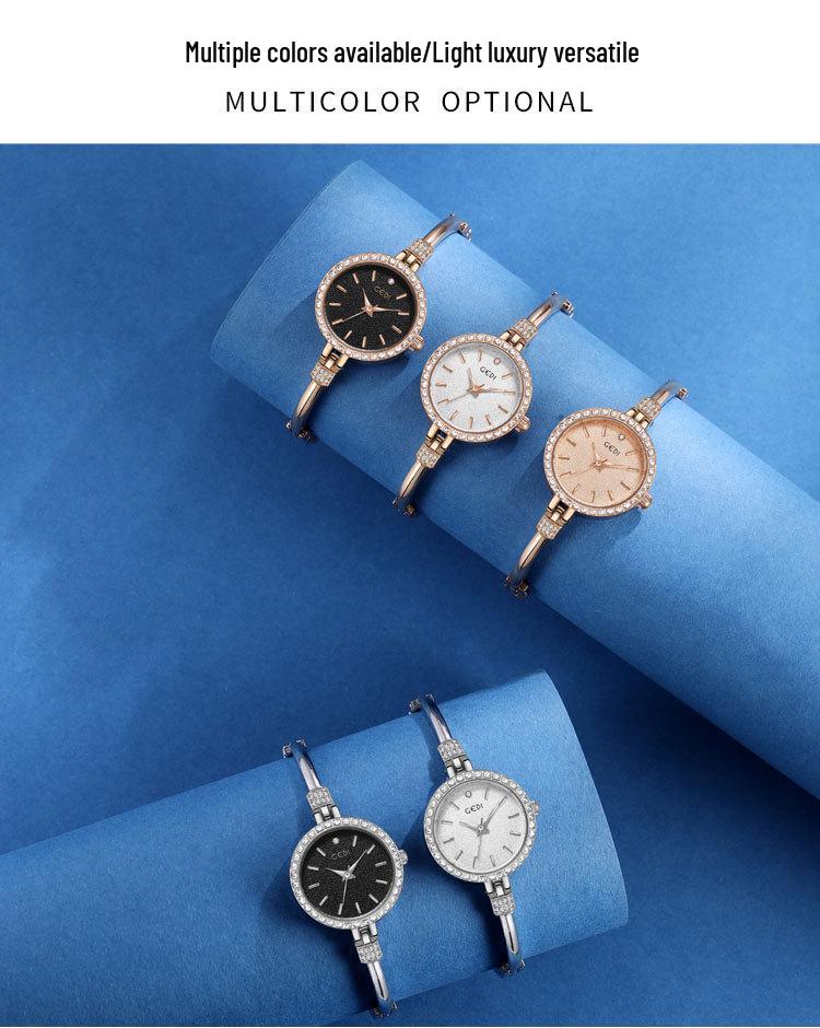 Gedi Ladies' Luxury Diamond-Set Bangle Wristwatch - Exquisite, Small, Waterproof Quartz Design