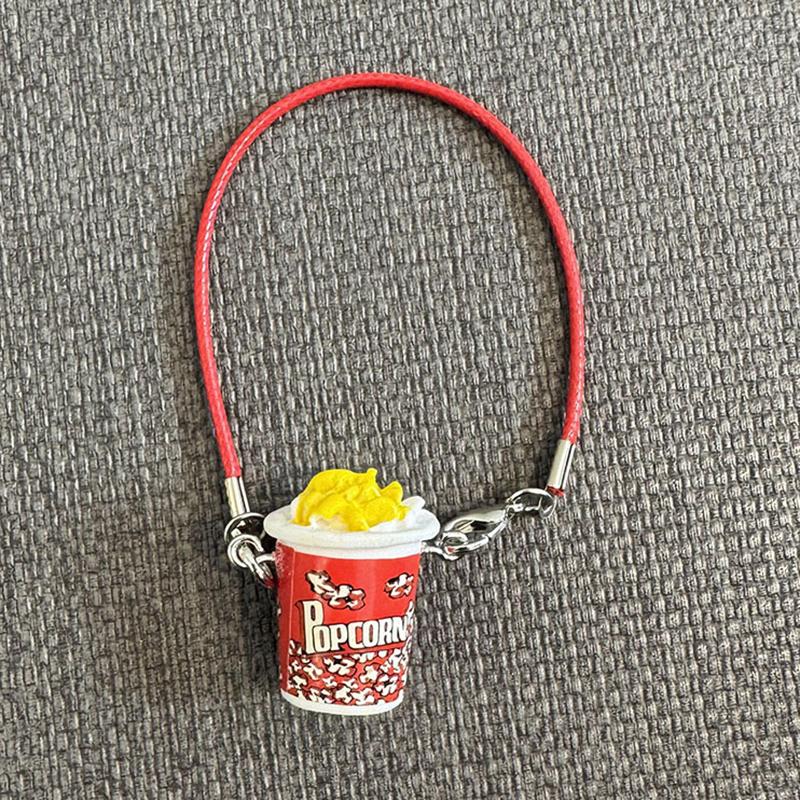 

Мультфильм кавайный смоляной попкорн ведерко миниатюрные фигурки кулон креативная милая плюшевая кукла украшение на шею аксессуары нарядная игрушка