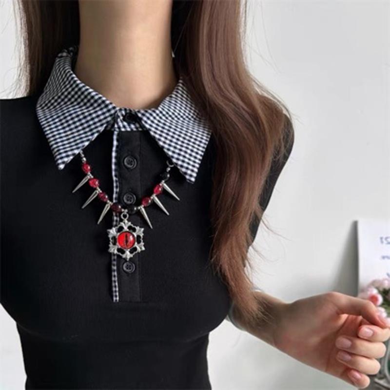 Gothic Devil Eye Chokers Necklace Vintage Hip Hop Jewelry With Mystical Runes Details For Alternative Fashion Enthusiasts