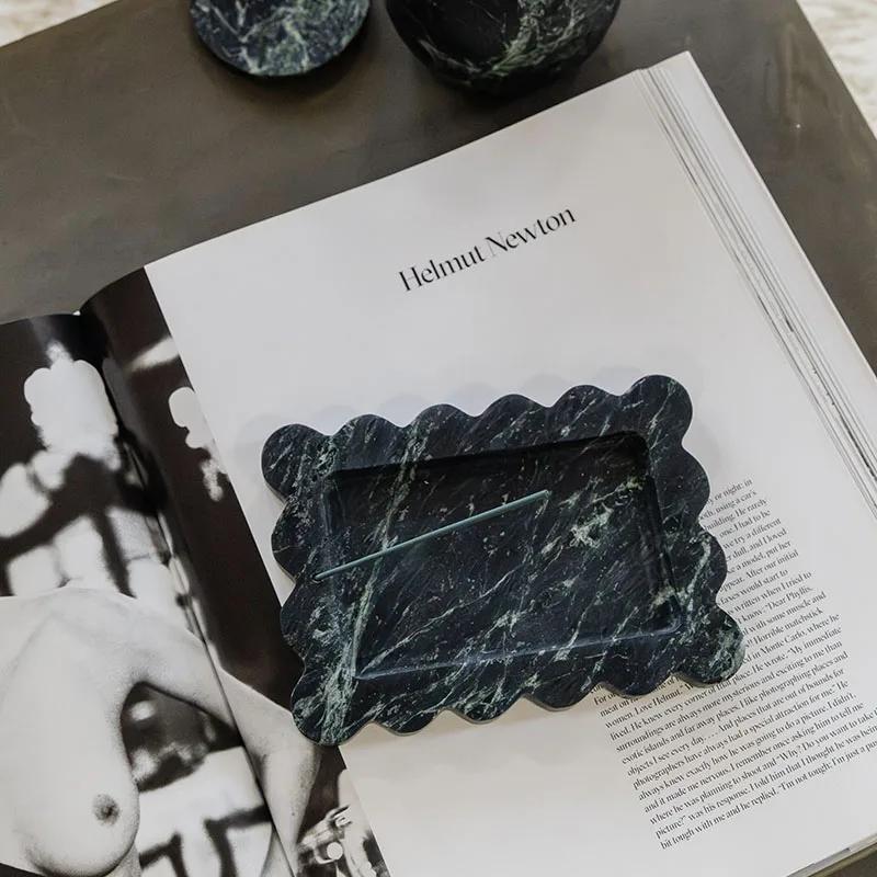 Light Luxury Style Natural Marble Art Storage Tray Creative Home Living Room Tabletop Decoration SauCer Jewelry Storage Dish