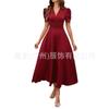 New European and American women's clothing fashion temperament high waist high waist short sleeve dress