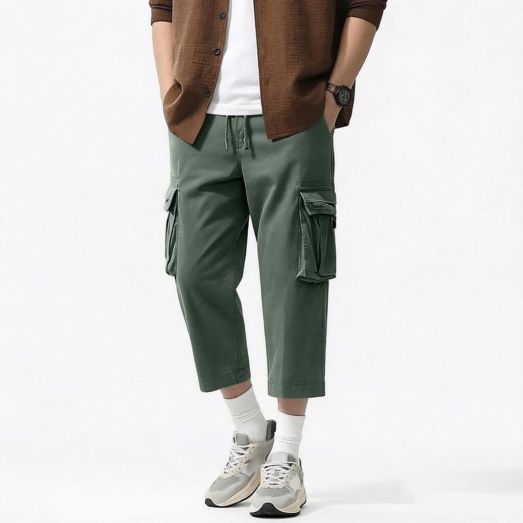 Herren-Arbeitskleidung Cropped Hosen, Entspannte gerade geschnittene Hosen