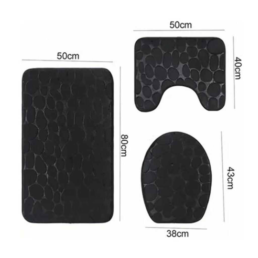 3ks Koupelnová oblázková embosovaná toaletní koupelnová podložka Protiskluzová podlahová rohožka Podložka na kryt toaletního víka pro