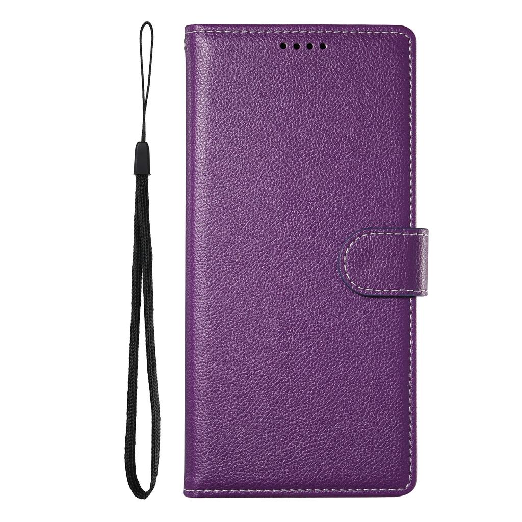 DF-012 For iPhone 15 Case Litchi Texture Leather Magnetic Clasp Wallet Stand Phone Cover