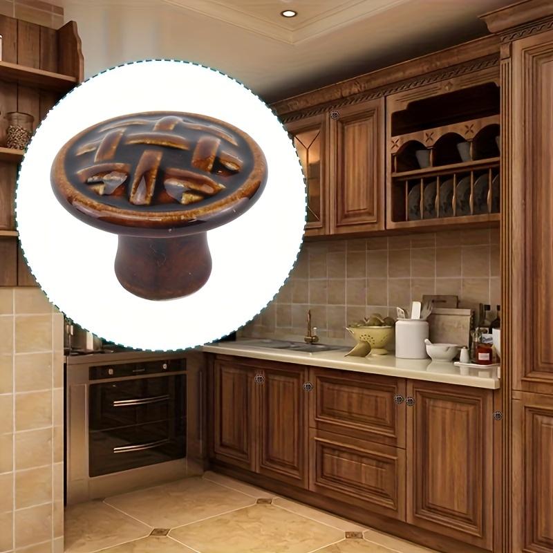 12pcs Ceramic Round Cabinet Knobs,Vintage Dresser Knobs,Drawer Pulls with Screws,Furniture Hardware Decorative Accessories, Brown