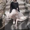 2025 Spring/Summer Artistic Fairy Hand-Painted Cotton Linen Irregular Double-Layer Skirt for Women