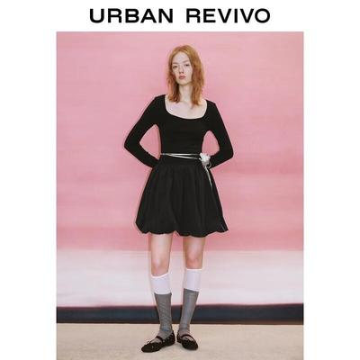 UR 2025 Autumn French Stitching Slim Long Sleeve Dress