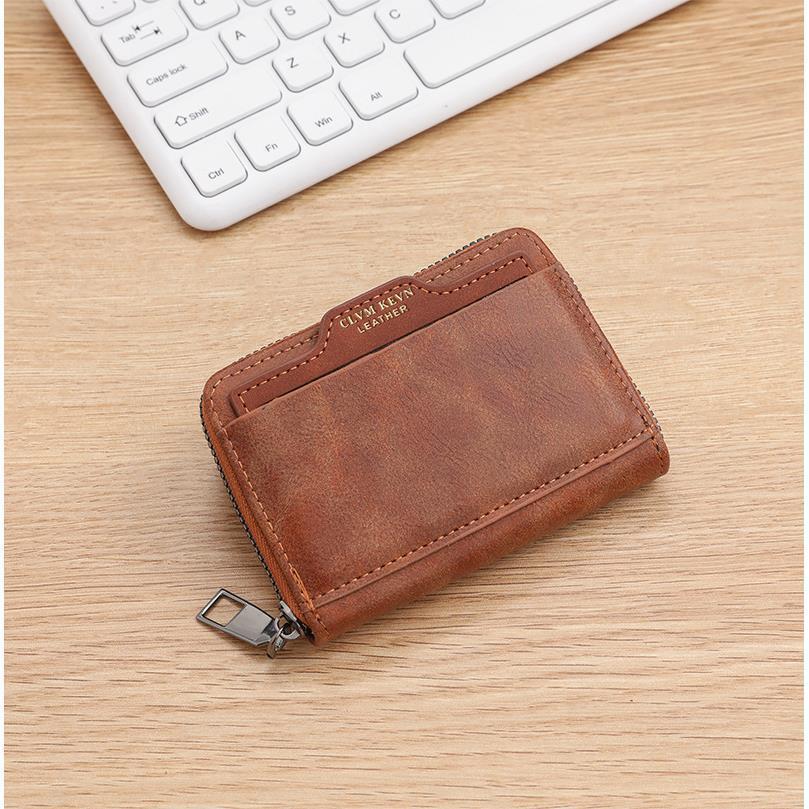 Carteira Multifuncional Retro Masculina com Porta-Cartões e Porta-Carteira de Motorista e Zíper